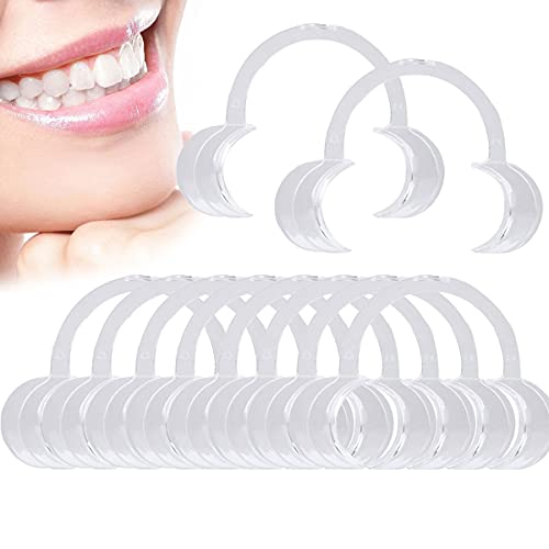 10 Pieces (Size M) C-Shape Cheek Retractor, Disposable Mouth Opener for Dental Teeth Whitening Mouth Guard or Speak Out Game (M, White)