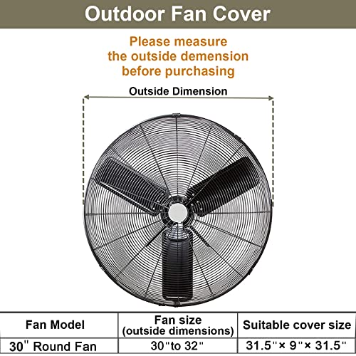 ELONGRIVER Industrial Fan Cover, Waterproof & Dustproof Cover for Wall Mount Fan, Pedestal Fan and Outdoor Fans in Heavy Duty Polyester