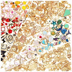 200pcs charms for jewelry making, assorted jewelry bangle charms, wholesale mixed bulk metal earring charms for diy necklace bracelet jewelry making and crafting