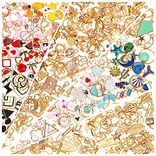 200Pcs Charms for Jewelry Making, Assorted Jewelry Bangle Charms, Wholesale Mixed Bulk Metal Earring Charms for DIY Necklace Bracelet Jewelry Making and Crafting