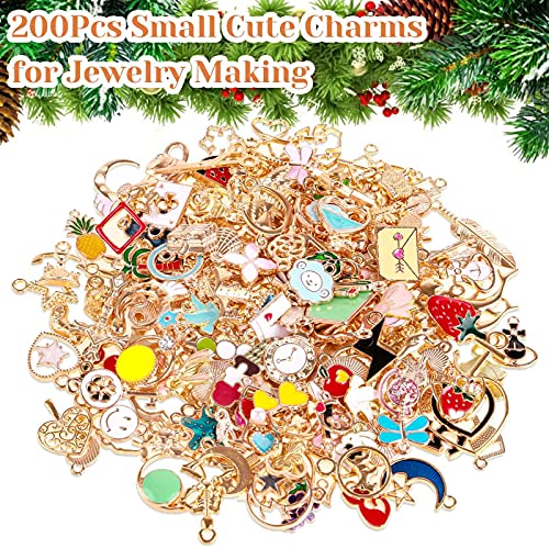 200Pcs Charms for Jewelry Making, Assorted Jewelry Bangle Charms, Wholesale Mixed Bulk Metal Earring Charms for DIY Necklace Bracelet Jewelry Making and Crafting