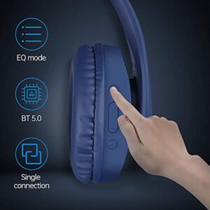 pollini Bluetooth Headphones Over Ear, Wireless Headset V5.0 with 6 EQ Modes, Soft Memory-Protein Earmuffs and Built-in Mic for iPhone/Android Cell Phone/PC/TV