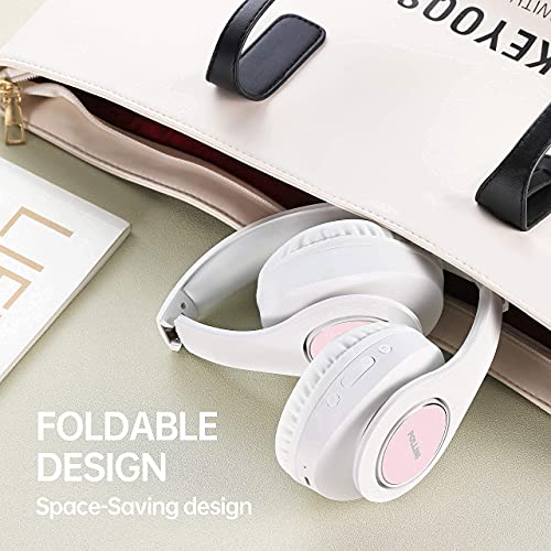 pollini Bluetooth Headphones Over Ear, Wireless Headset V5.0 with 6 EQ Modes, Soft Memory-Protein Earmuffs and Built-in Mic for iPhone/Android Cell Phone/PC/TV