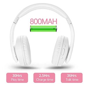 pollini Bluetooth Headphones Over Ear, Wireless Headset V5.0 with 6 EQ Modes, Soft Memory-Protein Earmuffs and Built-in Mic for iPhone/Android Cell Phone/PC/TV