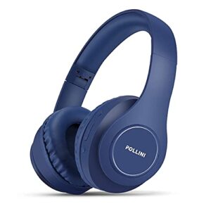 pollini Bluetooth Headphones Over Ear, Wireless Headset V5.0 with 6 EQ Modes, Soft Memory-Protein Earmuffs and Built-in Mic for iPhone/Android Cell Phone/PC/TV