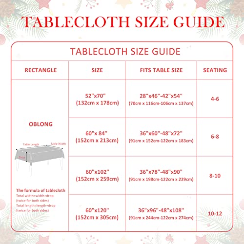 Christmas Tablecloth Vinyl Tablecloth with Flannel Backing, Waterproof Oil-Proof Stain-Resistant Snowflake Plastic Rectangle Checkered Holiday Table Cloth for Indoor Outdoor(Red/Black/White,60 x 84)