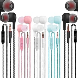 XINLIANG Earbuds Wired Earphones 5 Pack 3.5mm in-Ear Headphones with Microphone for Laptop, Tangle Free Ear Buds for Chromebook, Android, Gaming, Mp3, Cheap Earbuds for Kids School Students