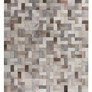 USA RUG Cowhide Grey Patchwork Home Decorative Living Room Area Rug Hand Made Cow Leather Hair (5'x8')