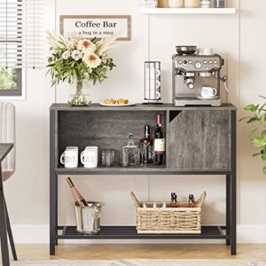 bestier coffee bar with storage buffet cabinet kitchen sideboard with adjustable shelves console table for kitchen dinning room living room hallway entrance, gray