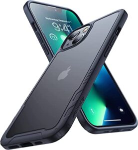 humixx designed for iphone 13 case & iphone 14 case [10ft military grade drop protection] [anti-scratch & anti-fingerprint] shockproof translucent matte back with soft bumper protective case, black