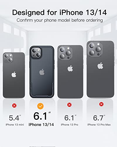 Humixx Designed for iPhone 13 Case & iPhone 14 Case [10FT Military Grade Drop Protection] [Anti-Scratch & Anti-Fingerprint] Shockproof Translucent Matte Back with Soft Bumper Protective Case, Black