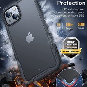 Humixx Designed for iPhone 13 Case & iPhone 14 Case [10FT Military Grade Drop Protection] [Anti-Scratch & Anti-Fingerprint] Shockproof Translucent Matte Back with Soft Bumper Protective Case, Black