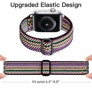 Easuny Stretchy Boho Bands Compatible with Apple Watch Band 40mm 38mm 41mm Women Girls - Adjustable Elastic Nylon Strap Solo Loop Replacement Wristband for iWatch SE Series 8 7 6 5 4 3 2 1, 5 Pack