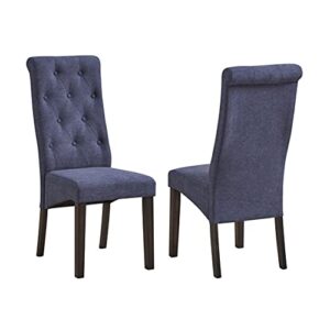 kings brand furniture - lemont tufted upholstered parsons dining chair, set of 2, blue