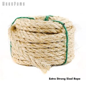 MEEXPAWS Natural Strong Sisal Rope Replacement for Cat Scratching Posts | Adhesive Tapes for Winding Easy & Tight | 1/4 “ Diameter | Brown | 164FT