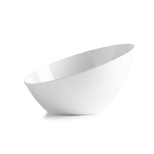 Disposable Angled Plastic Serving Bowls Small White Plastic Candy Bowls for Weddings, Buffet, Offices, Disposable Hard Plastic Small Angled Bowls for Party's, Salads, Snacks and Fruit Bowl 5 Pack