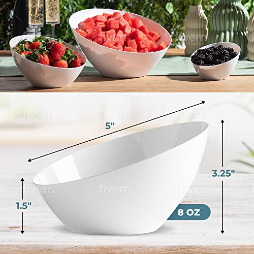 Disposable Angled Plastic Serving Bowls Small White Plastic Candy Bowls for Weddings, Buffet, Offices, Disposable Hard Plastic Small Angled Bowls for Party's, Salads, Snacks and Fruit Bowl 5 Pack