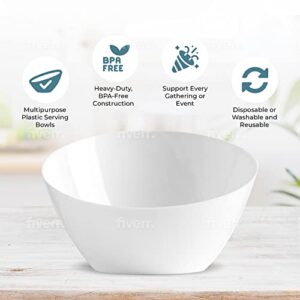 Disposable Angled Plastic Serving Bowls Small White Plastic Candy Bowls for Weddings, Buffet, Offices, Disposable Hard Plastic Small Angled Bowls for Party's, Salads, Snacks and Fruit Bowl 5 Pack