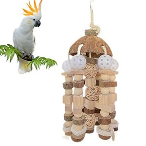 AIRUIFENG Bird Parrot Toy, Large Parrot Toy Natural Wood Blocks Chewing Toy for African Grey Cockatoos Amazon Conure Eclectus Medium Large Parrot Birds