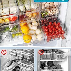 AYOTEE Refrigerator drawer organizer Fridge clear stackable drawers Organizer Bins stackable fridge storage bins drawers for Fridge,Freezers(LARGE)