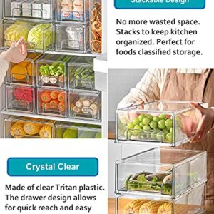 AYOTEE Refrigerator drawer organizer Fridge clear stackable drawers Organizer Bins stackable fridge storage bins drawers for Fridge,Freezers(LARGE)