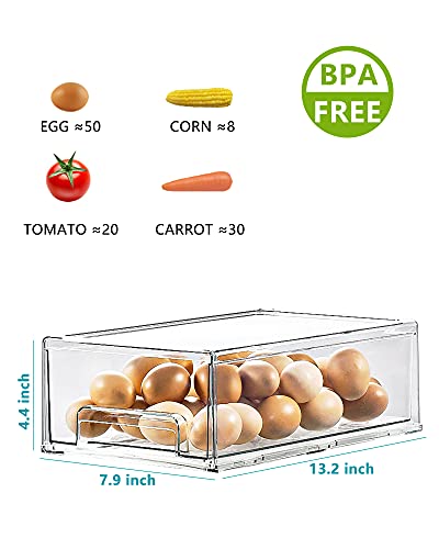 AYOTEE Refrigerator drawer organizer Fridge clear stackable drawers Organizer Bins stackable fridge storage bins drawers for Fridge,Freezers(LARGE)