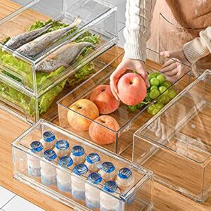 AYOTEE Refrigerator drawer organizer Fridge clear stackable drawers Organizer Bins stackable fridge storage bins drawers for Fridge,Freezers(LARGE)