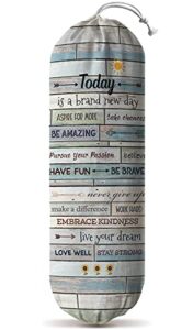 hglian inspirational grocery bag storage dispenser today is a new day quotes plastic bag holder organizer container for shopping trash bags -teal motivational kitchen décor canvas art 23x9