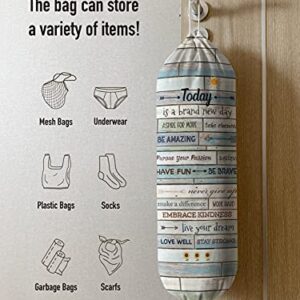 Hglian Inspirational Grocery Bag Storage Dispenser Today Is A New Day Quotes Plastic Bag Holder Organizer Container for Shopping Trash bags -Teal Motivational Kitchen Décor Canvas Art 23x9