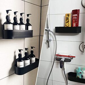 Shower Caddy Basket Shelf Shower Shelf Shampoo Holder Organizer No Drilling Adhesive Wall Mounted Bathroom Shelf - with Adhesive Sticker (Matte Black)