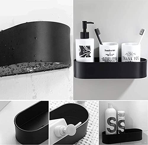 Shower Caddy Basket Shelf Shower Shelf Shampoo Holder Organizer No Drilling Adhesive Wall Mounted Bathroom Shelf - with Adhesive Sticker (Matte Black)