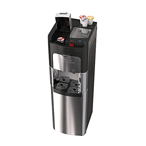 DRINKPOD Stainless Steel Bottleless Water Cooler with Coffee Maker Dispenser. Hot and Cold Water Cooler and Single Serve Coffee Brewer in One