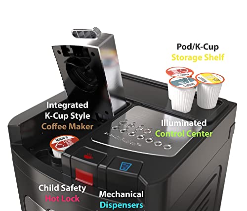 DRINKPOD Stainless Steel Bottleless Water Cooler with Coffee Maker Dispenser. Hot and Cold Water Cooler and Single Serve Coffee Brewer in One