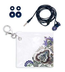 vera bradley cute earbuds with silicone tips and travel storage pouch, customizable fit, java navy camo