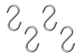 shapenty stainless steel heavy duty s shaped hooks hanging utility hooks for plants hanger kitchen utensils pots pans clothes jeans bags bathroom gardening tool, 4pcs (2 inch)