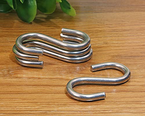 Shapenty Stainless Steel Heavy Duty S Shaped Hooks Hanging Utility Hooks for Plants Hanger Kitchen Utensils Pots Pans Clothes Jeans Bags Bathroom Gardening Tool, 4PCS (2 Inch)