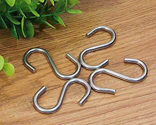 Shapenty Stainless Steel Heavy Duty S Shaped Hooks Hanging Utility Hooks for Plants Hanger Kitchen Utensils Pots Pans Clothes Jeans Bags Bathroom Gardening Tool, 4PCS (2 Inch)