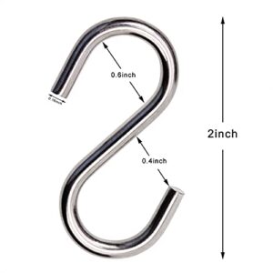 Shapenty Stainless Steel Heavy Duty S Shaped Hooks Hanging Utility Hooks for Plants Hanger Kitchen Utensils Pots Pans Clothes Jeans Bags Bathroom Gardening Tool, 4PCS (2 Inch)