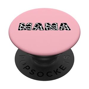 cute pink mama black white cow print aesthetic popsockets swappable popgrip