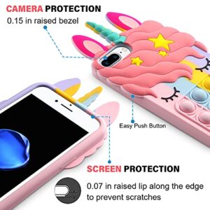 HoneyAKE Fidget Toys Phone Case for iPhone 8 Plus Case iPhone 7 Plus Case Bubble Protect Soft Silicone Shockproof Stress Reliever Pop Phone Cover Women Girls for iPhone 6s Plus 7 Plus 8 Plus, Rainbow