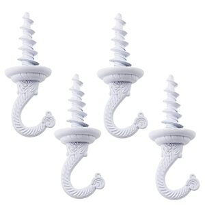 rierdge 4 pcs white swag ceiling hooks heavy duty, 3 inch swag hanging ceiling hooks indoor outdoor for chandelier plants etc (white)