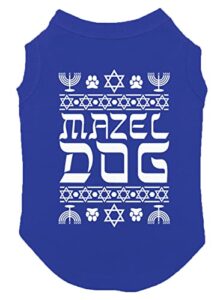 mazel dog - hanukkah passover seder jewish holiday dog shirt (royal blue, small)