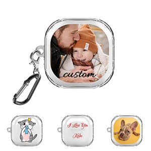 customgift custom samsung galaxy buds live case, gift for family, shock absorption soft clear tpu cover diy photo, galaxy buds pro cover personalized with name