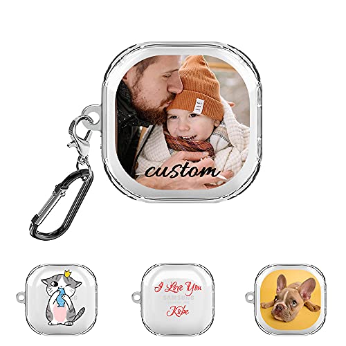 customgift Custom Samsung Galaxy Buds Live Case, Gift for Family, Shock Absorption Soft Clear TPU Cover DIY Photo, Galaxy Buds Pro Cover Personalized with Name