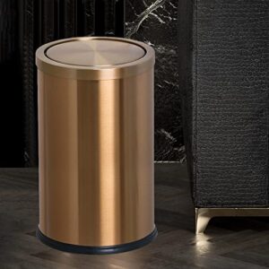 Stainless Steel Trash can with flip Cover Gold Household Kitchen Toilet Living Roomt with Garbage (Rose Gold Trash can)