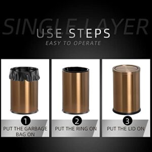 Stainless Steel Trash can with flip Cover Gold Household Kitchen Toilet Living Roomt with Garbage (Rose Gold Trash can)