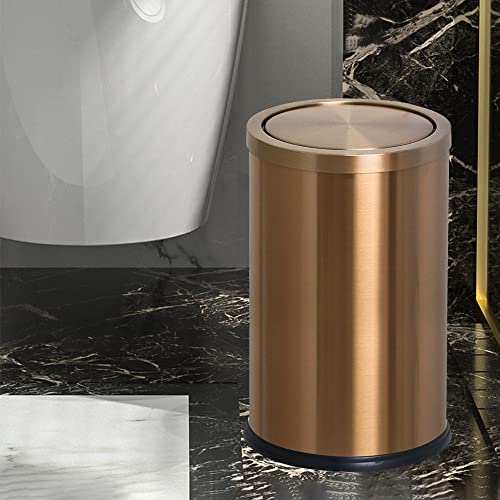 Stainless Steel Trash can with flip Cover Gold Household Kitchen Toilet Living Roomt with Garbage (Rose Gold Trash can)