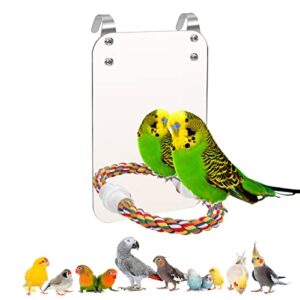7‘’ bird mirror coolrunner mirror for bird cage bird mirror for parakeets cage cockatiels conures cage bird parrot mirror with rope parrot