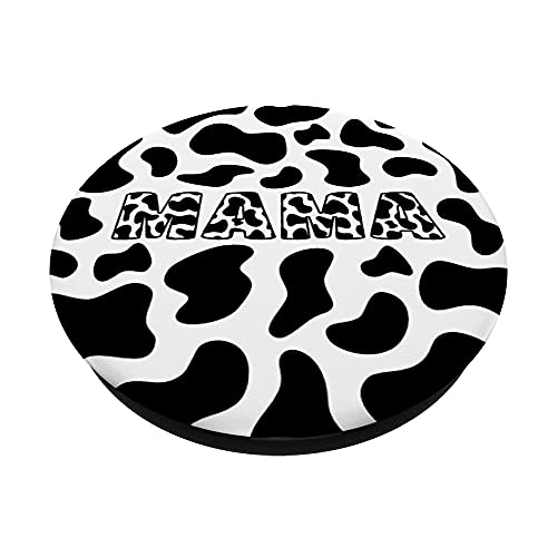 Cute Black White Cow Print Mama Mom Aesthetic Pattern PopSockets Swappable PopGrip