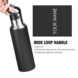 Black Personalized Water Bottle Double Stainless Steel Insulated Simple Customized Cup